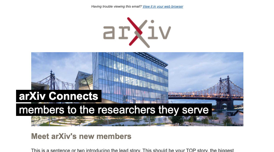 Tagline example from the member newsletter header